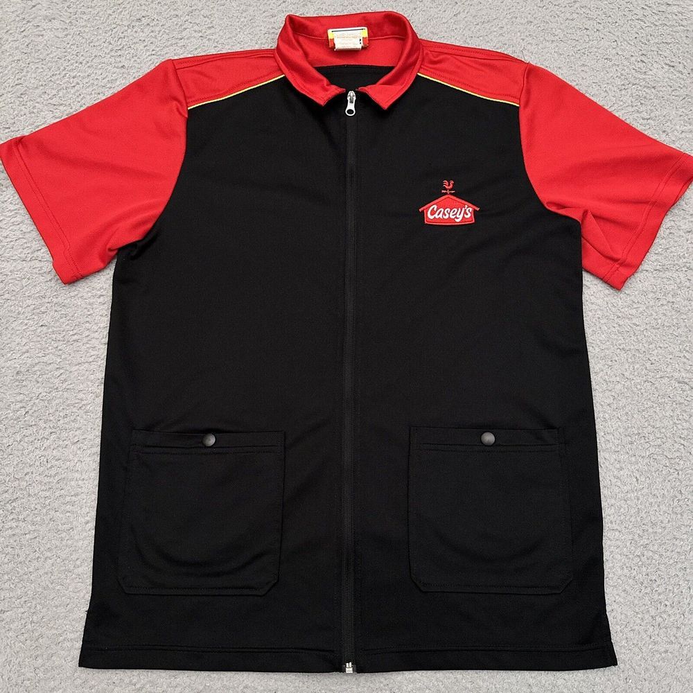 Casey's General Store Employee Shirt Men's Small Full Zip Short Sleeve Workwear‎
